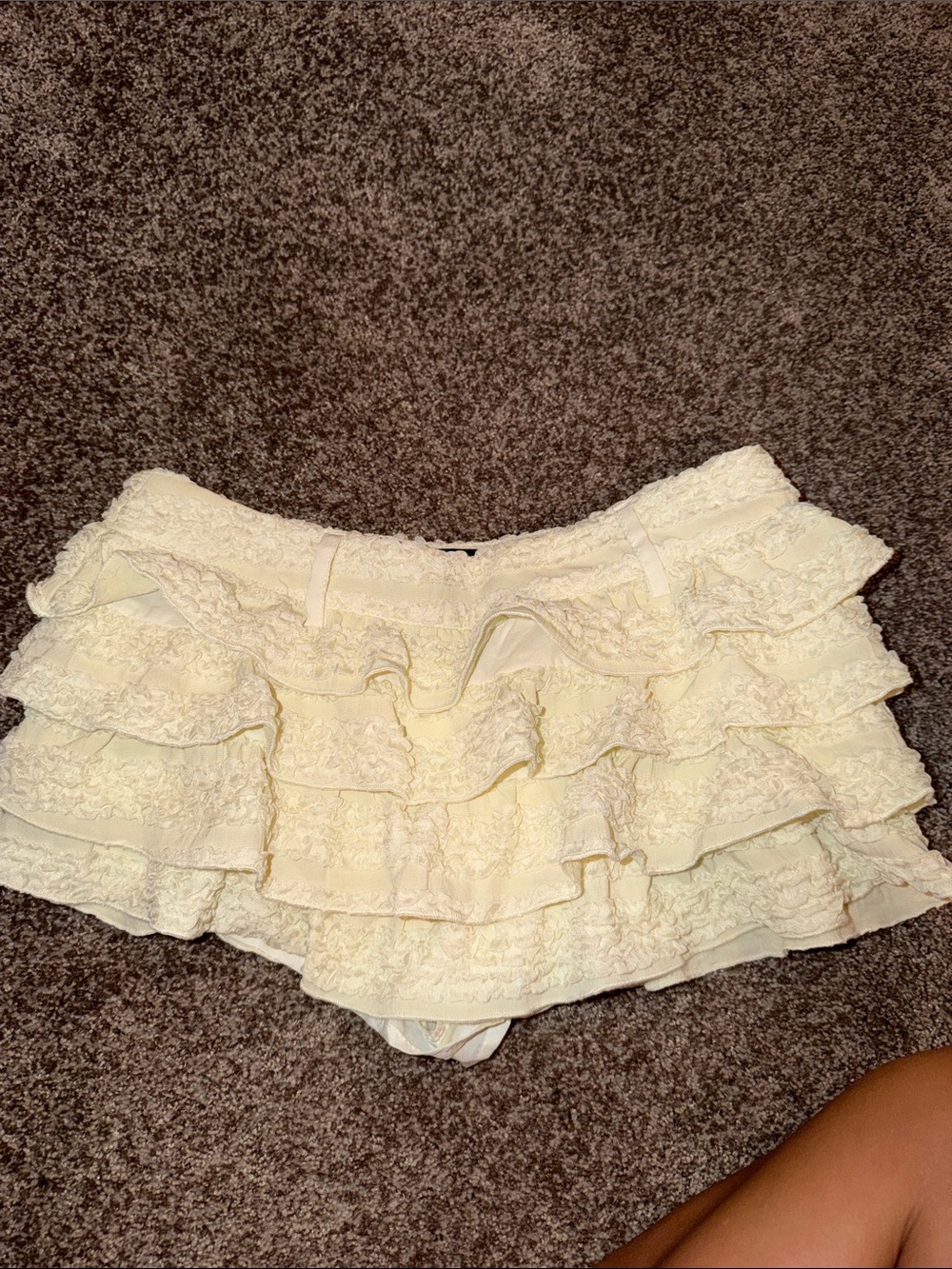 Lioness Cream Layered Ruffle Skort